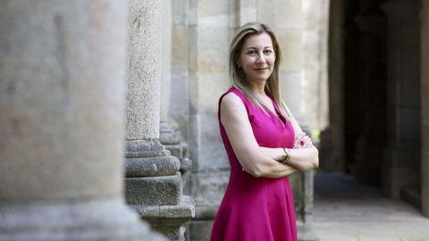 La escritora Eva G. Sáenz de Urturi en Santiago.