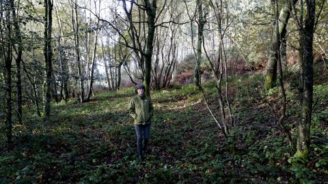 Susana Moar, en la fraga que recuper� plantando �rboles aut�ctonas en Folgoso, y que est� ahora bajo la amenaza de la subestaci�n, en la que se integra el nuevo parque que acaba de ser validado