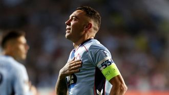 Iago Aspas, celebrando un gol con el Celta ante el Niza en la Fase Liga de la Europa League.