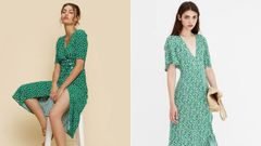 A la izquierda, la prenda en la tienda online de la francesa Rouje. A la derecha, la opci�n m�s econ�mica, en la web de PullBear