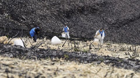 Voluntarios protegen los montes afectados por los incendios forestales en Vilamart�n de Valdeorras