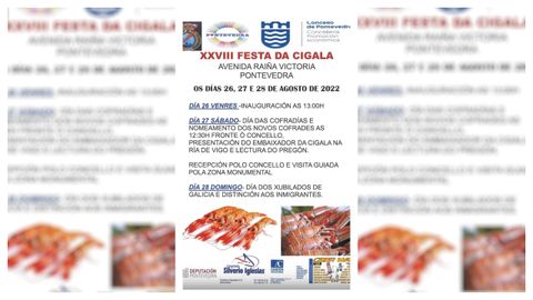 Polémico cartel de la Festa da Cigala que anuncia que se celebrará en Pontevedra