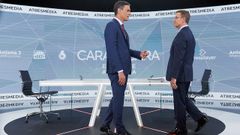 Pedro S�nchez y Alberto N��ez Feijoo, en el debate de Atresmedia durante la campa�a electoral de julio del 2023