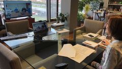La conselleira de Medio Ambiente en una reuni�n telem�tica con el alcalde de As Somozas, en una foto de archivo