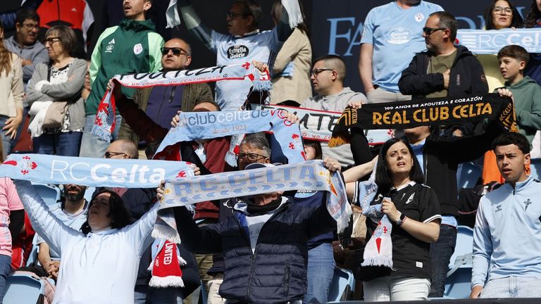 Aficionados del Celta, en un partido del Fortuna de esta temporada.