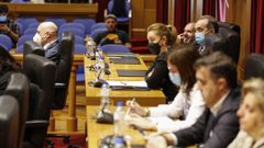 Gonzalo P�rez J�come, al fondo, en el pleno en el que la Diputaci�n de Ourense debati� su reprobaci�n.