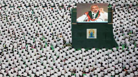 D�a Internacional del Yoya en Nueva Delhi.