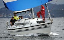 La tripulaci�n del barco boirense, en un momento de la prueba.