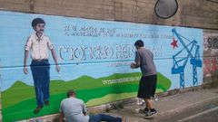 Mural conmemorativo por el aniversario del asesinato de Reboiras.