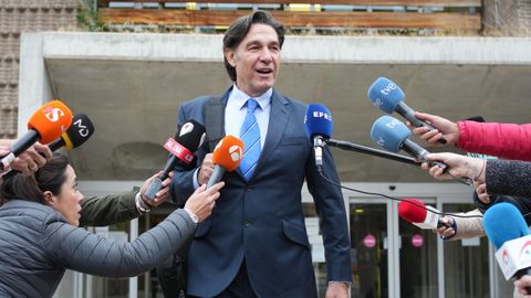 El actor Luis Lorenzo tras declarar en el Juzgado de Instrucci�n n�mero 9 de Arganda del Rey junto a su pareja Arancha Su�rez, investigados por la muerte de la t�a de ella