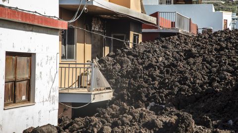 Viviendas afectadas en la zona de exclusi�n de La Laguna, en La Palma