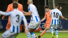 Borja Snchez, en una accin del encuentro de hoy ante la Real Sociedad B