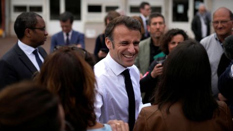 Macron, el pasado 20 de abril, en una visita a un colegio franc�s.