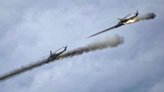 Helic�pteros de combate rusos y bielorrusos durante las maniobras conjuntas que ambos pa�ses est�n desarrollando estos d�as en Bielorrusia