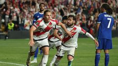 Alemao corre para celebrar el gol que le dio la victoria al Rayo Vallecano ante el Estrasburgo en semifinales.