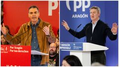 Pedro S�nchez (izquierda) y Alberto N��ez Feijoo (derecha) en la campa�a de las elecciones en Arag�n del pr�ximo 8 de febrero.