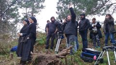 Trabajos del rodaje en Muros de la pel�cula de Paula Cons sobre el naufragio del vapor Santa Isabel