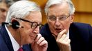 Juncker y el negociador del �brexit�,�Michel Barnier, durante su comparecencia ante la Euroc�mara