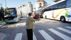 Los buses tur�sticos aparcan actualmente en San Roque y el Concello de Pontevedra quiere trasladar la parada al entorno del mercado