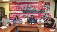 Los representantes de los sindicatos de la ense�anza concertada en Galicia explicaron este lunes en Santiago sus reivindicaciones para la huelga de este 6 de octubre.