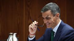 El presidente del Gobierno, Pedro Snchez, durante la Comisin de Investigacin sobre el caso Koldo, en el Senado.