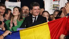 Nicusor Dan, durante la noche electoral.