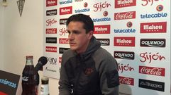 Bernardo, en la rueda de prensa de su despedida del Sporting