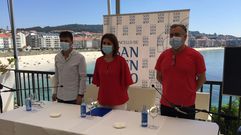 Daniel Dopazo, Paz Lago y Carlos Alleres, en la presentaci�n de �Cen anos de verbena galega�