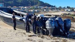 La lancha r�pida apareci� encallada esta madrugada en la playa de Moledo, en Caminha.
