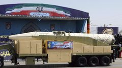 Misil presentado durante un desfile militar en Teher�n