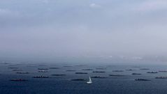 Tel�n de nubes en la R�a de Vigo