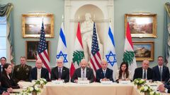 Reuni�n de las delegaciones israel�es y libanesas que negocian en Washington