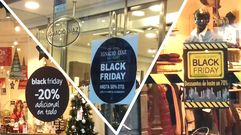 Carteles en comercios ovetenses que anuncian las promociones del �Black Friday�