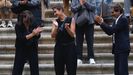 Tiziana Dom�nguez (en el centro), durante un desfile de Adolfo Dom�nguez en Ourense