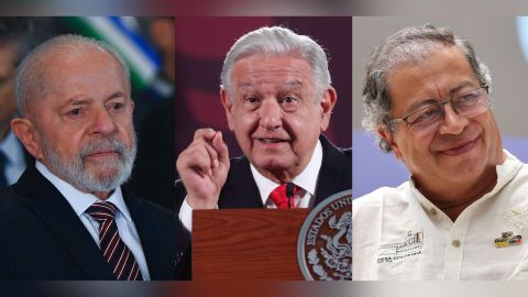 De izquierda a derecha, los presidentes de Brasil, Lula da Silva; Mxico, Andrs Manuel Lpez Obrador; y Colombia, Gustavo Petro.