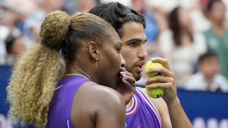 Serena Williams y Carlos Alcaraz, durante el dobles celebrado en el US Open