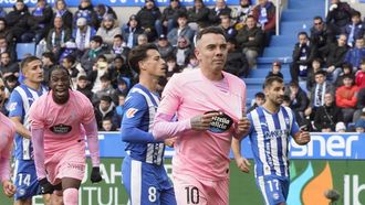 Iago Aspas, celebrando el gol del triunfo frente al Alav�s en la ida.