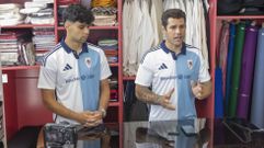 El lateral Manu Rivas, a la izquierda, y el portero Edu Sousa presentaron la nueva camiseta.