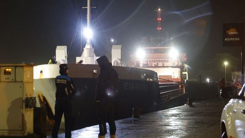 El carguero Eikborg a su llegada al muelle de Beiramar del puerto de Vigo