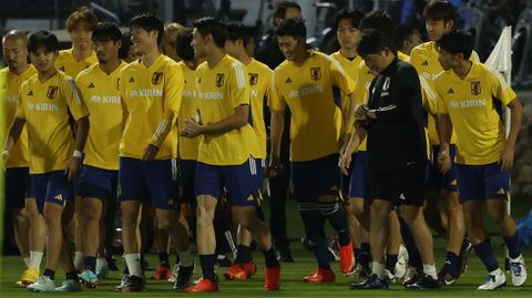 La seleccin de Japn, durante el entrenamiento