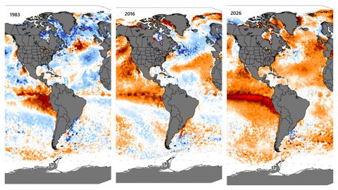 Comparando los episodios�de El Ni�o�de 1983, 2016 y el actual se aprecia c�mo el fen�meno se desarrolla hoy en un mundo m�s c�lido