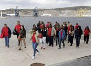 Un momento de la visita de la comitiva de Venezuela al puerto exterior de Ferrol.