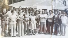 Participantes nun curso de tractoristas nos anos setenta