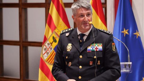 El comisario jefe Pedro Agudo, durante una conferencia