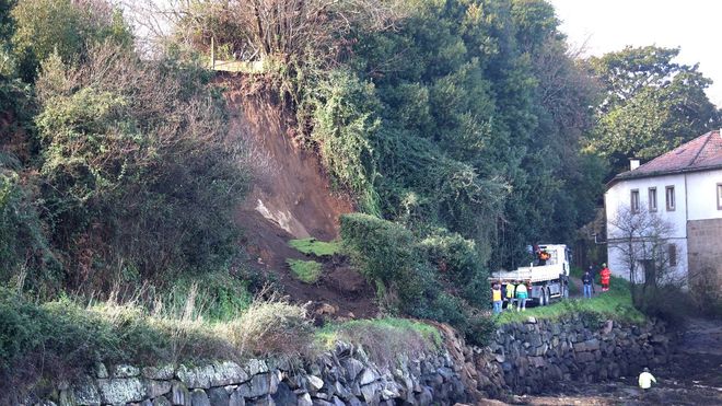 Zona del desprendimiento en el que una mujer result&oacute; herida esta ma&ntilde;ana en Vigo
