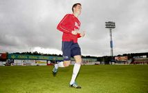 Javi Rey, durante un entrenamiento en el �ngel Carro en la pasada temporada.