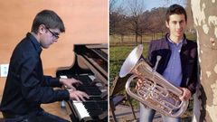 Iv�n Ruibal Seoane (izquierda) es premio extraordinario de M�sica en la modalidad de piano e Iv�n Guimarey Touri�o (derecha) lo gan� en la modalidad de tuba (bombardino)