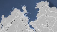 La parte azul del mapa ser�a todo lo que quedar�a bajo el nivel del mar. La zona gris es lo que todav�a se salvar� de la inundaci�n