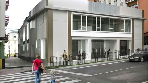 Infograf�a con el dise�o de la futura escuela de Infantil de Pola de Siero, que se construir� en el antiguo cine