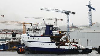 Botadura del oceanogr&aacute;fico Thuwal II para la Universidad de Ciencia y Tecnolog&iacute;a Rey Abdullah en la r&iacute;a de Vigo.